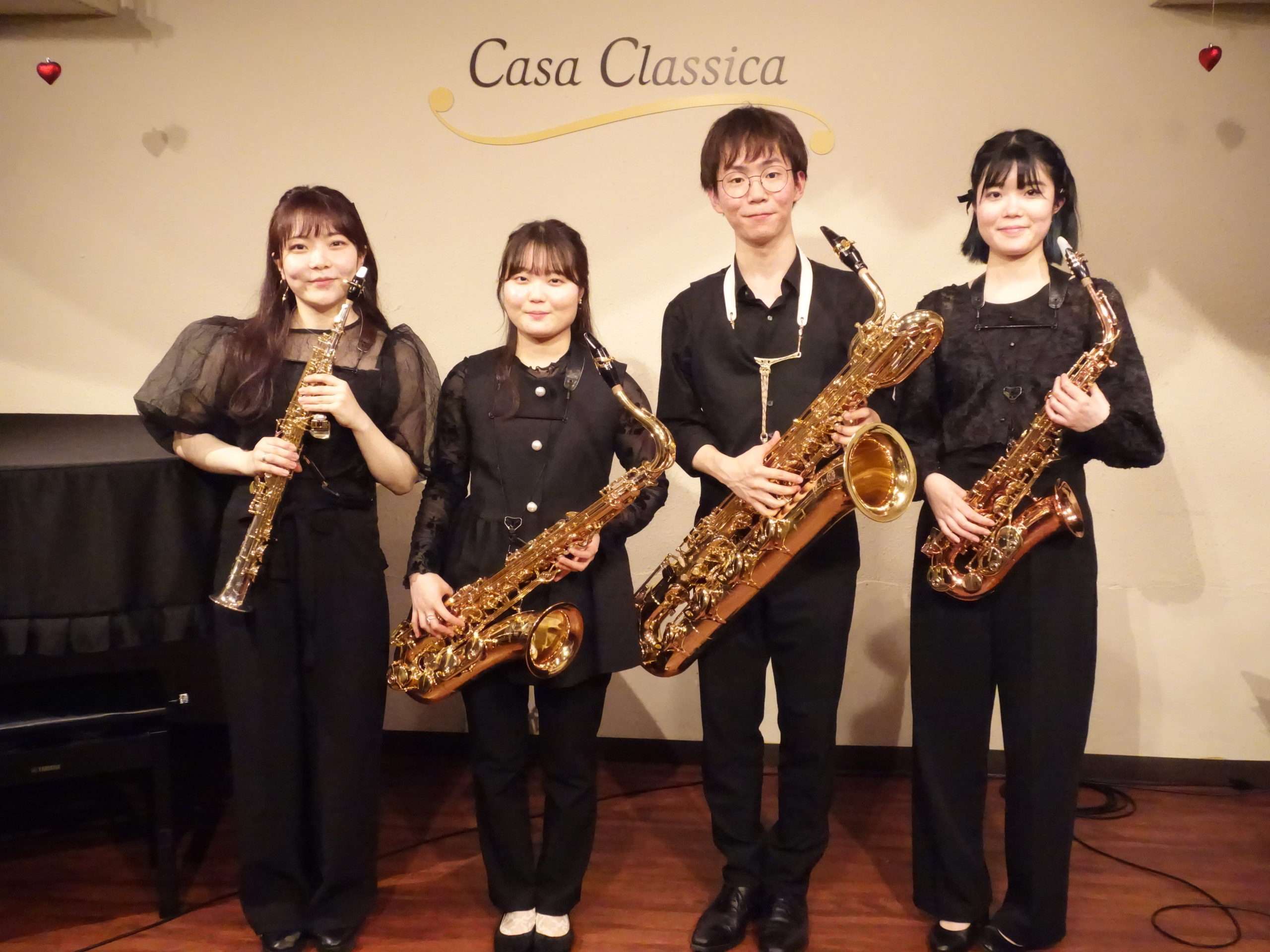 5月20日（土）MOUSA saxophone quartet 平野未紗（ソプラノサックス）木佐木桃花（アルトサックス）山岸芽以（テナーサックス ）西田大也（バリトンサックス） Casa Classica